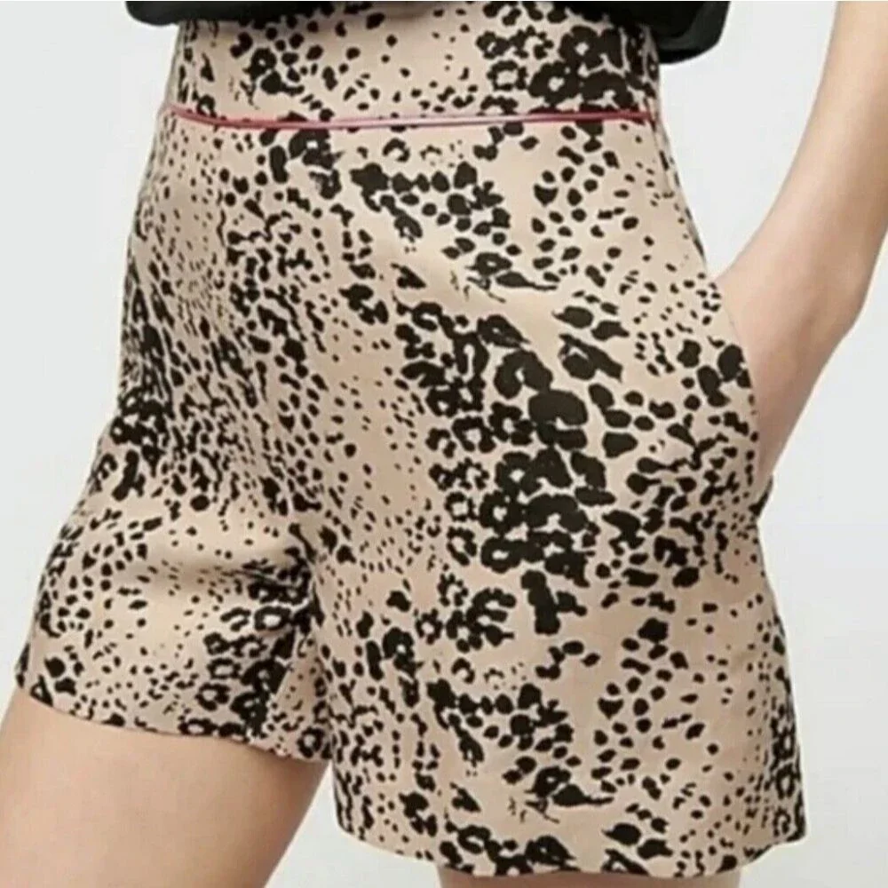 Re-Imagined by J. Crew High Waisted Leopard Print Trouser Shorts, Size 0
